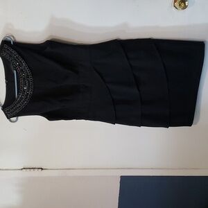 Connected Women's Embellished Neck Tiered Dress Size 10,  Black